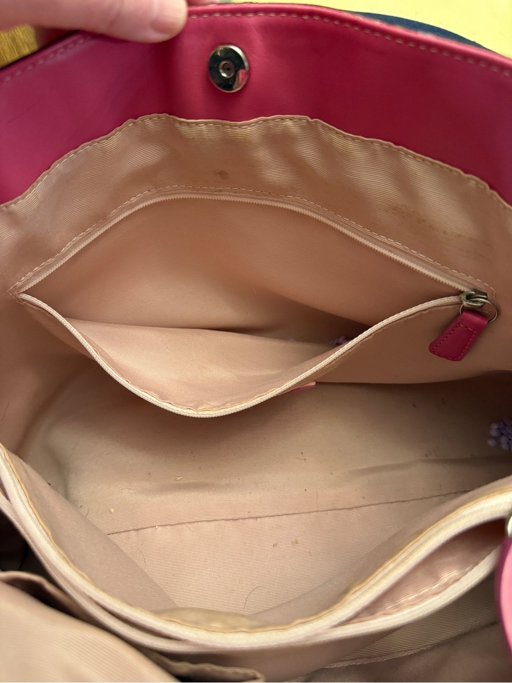 Coach Beige and Pink Signature Canvas Tote with Pink Leather Trim - Picture 6 of 9